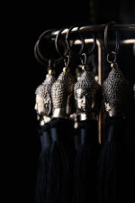 Keyring Buddha black silky tassle 22 cm