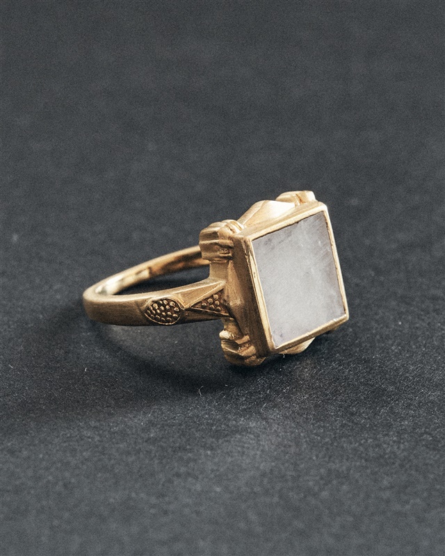 Pack shots 2. Divine | Moonstone Golden Ring Signet - Image 1